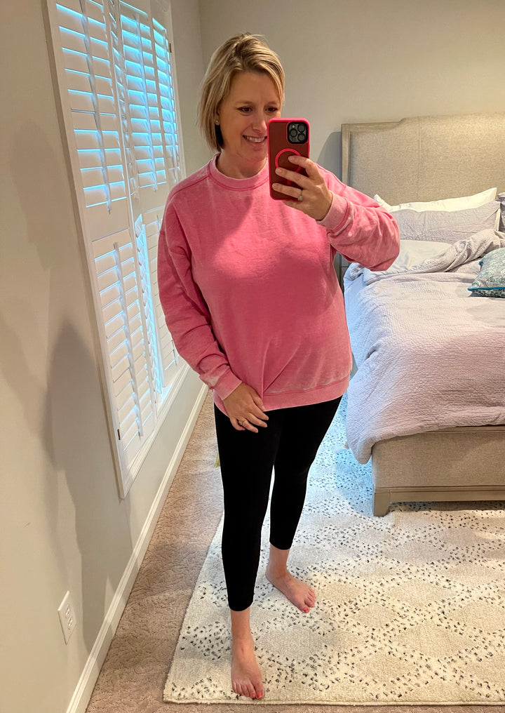 Solid sweatshirt top- Pink