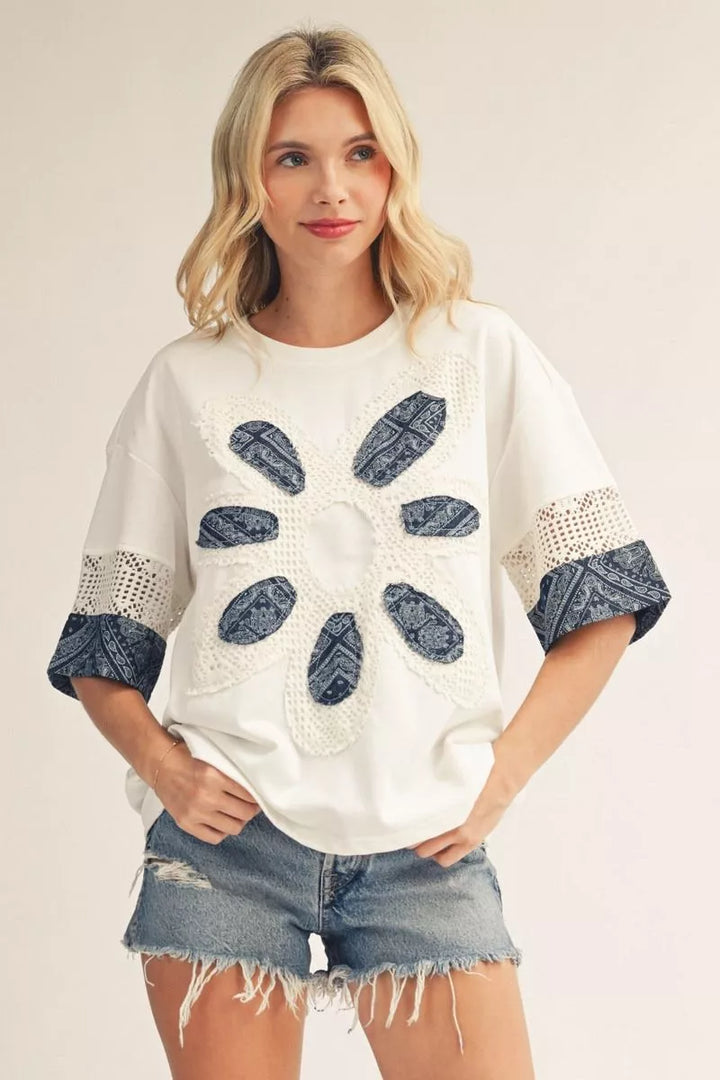 Indigo Bloom Patch Top by Jodifl 🤍💙