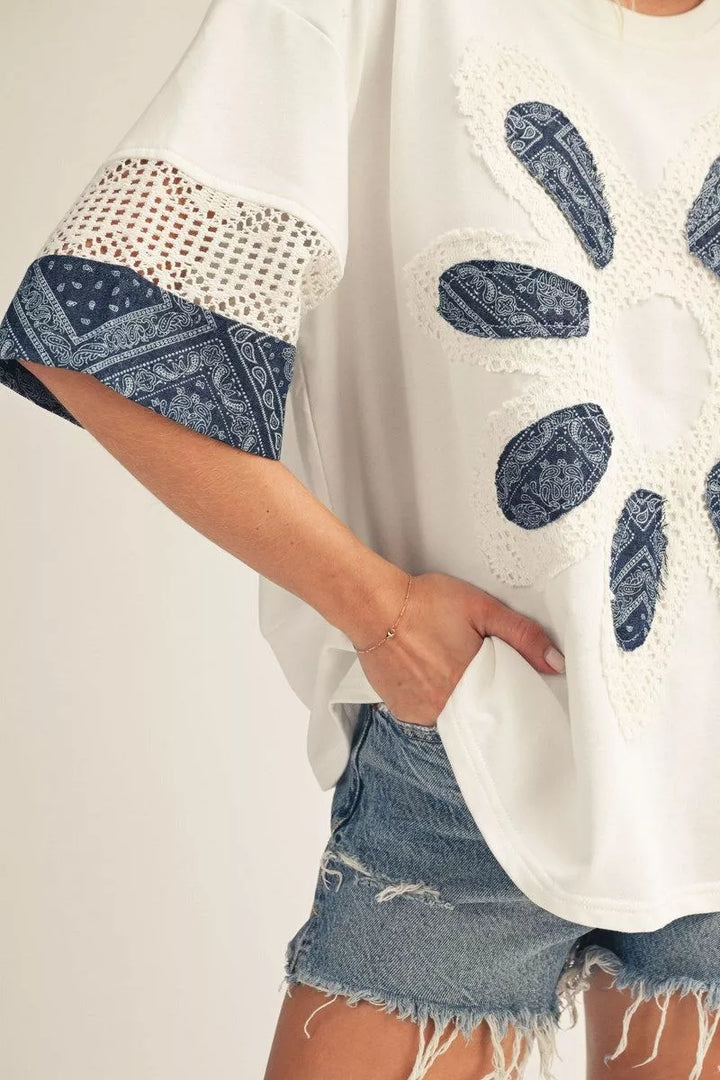 Indigo Bloom Patch Top by Jodifl 🤍💙