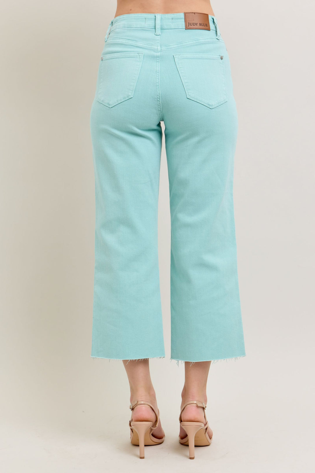 Judy Blue HW Raw Hem Crop in Sky Blue