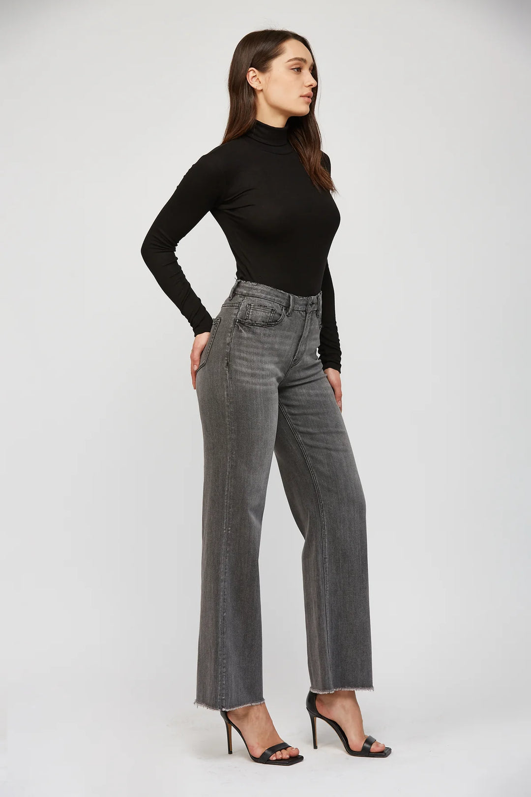 Washed Charcoal Super High Rise Mica Denim
