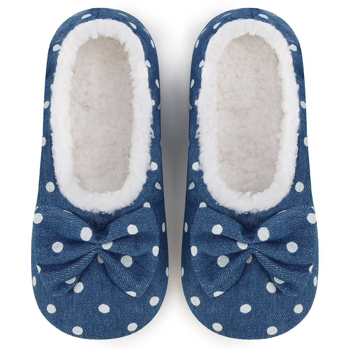 Womens Denim Blues Ballerina- Dots