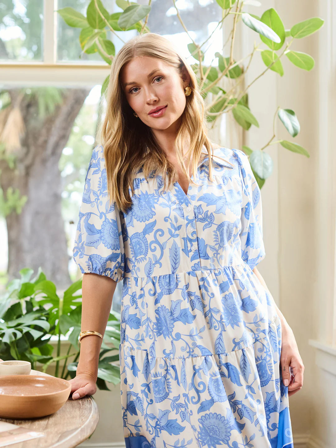 Eloise Dress | Porcelain Vines Blue