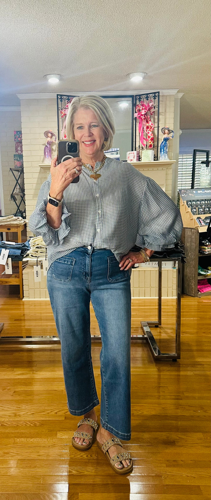 Blue Belle Gingham Blouse by Fate