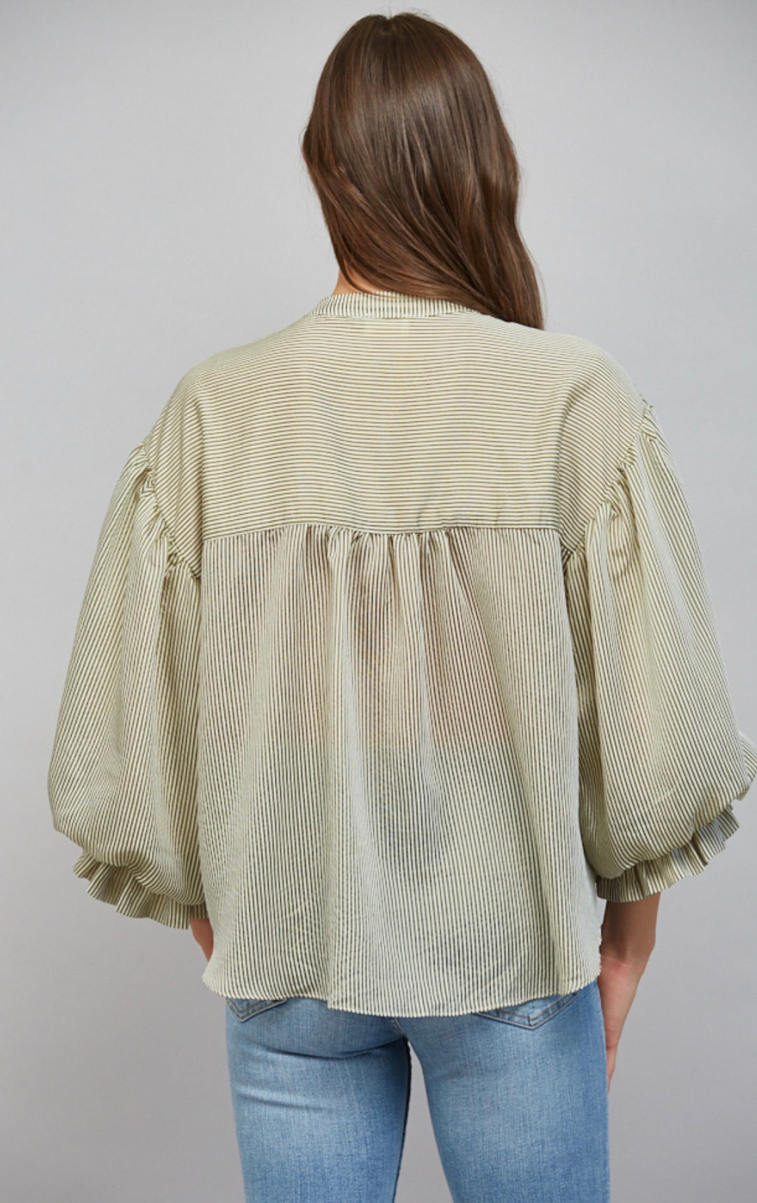 The Harper- Olive Pinstripe