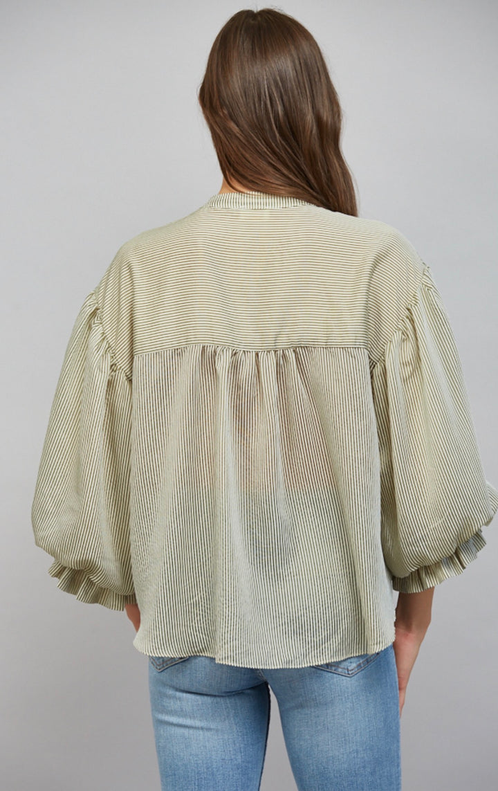 The Harper- Olive Pinstripe