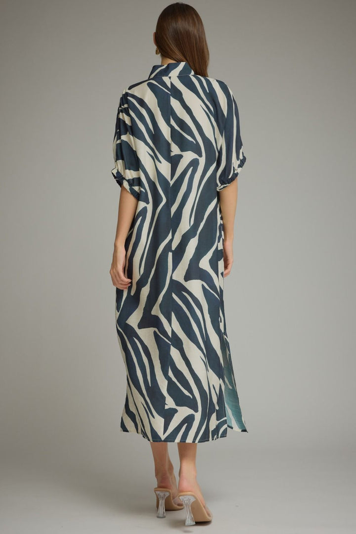 Safari Stroll Zebra Midi Dress