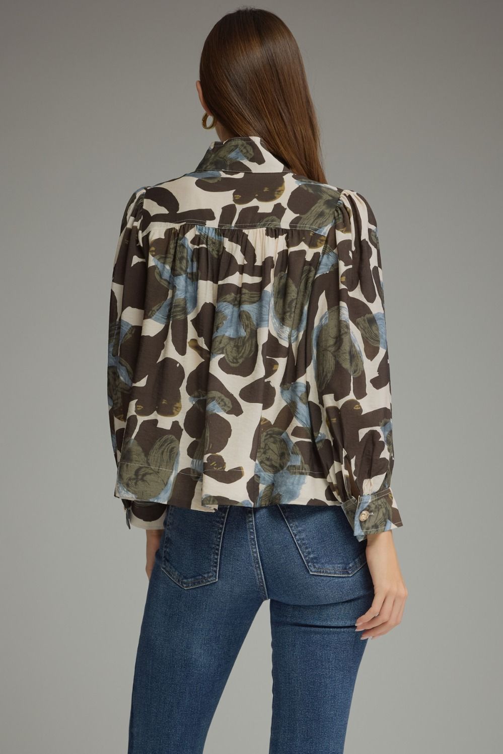 Painterly Petals High-Neck Blouse