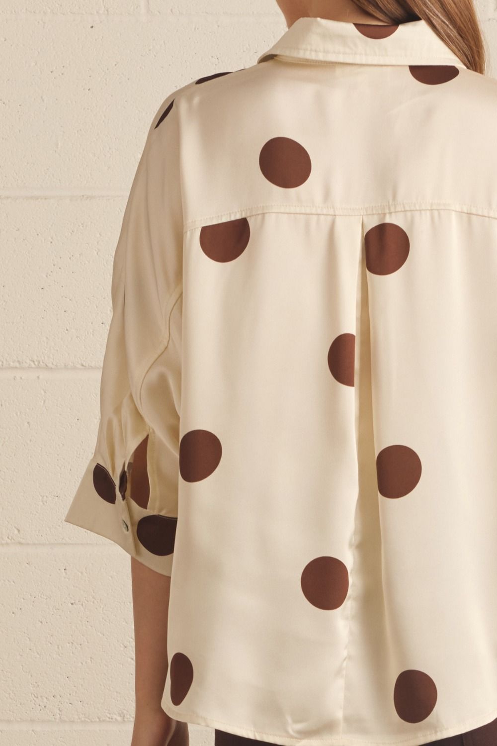 Mocha Dot Button-Down Top