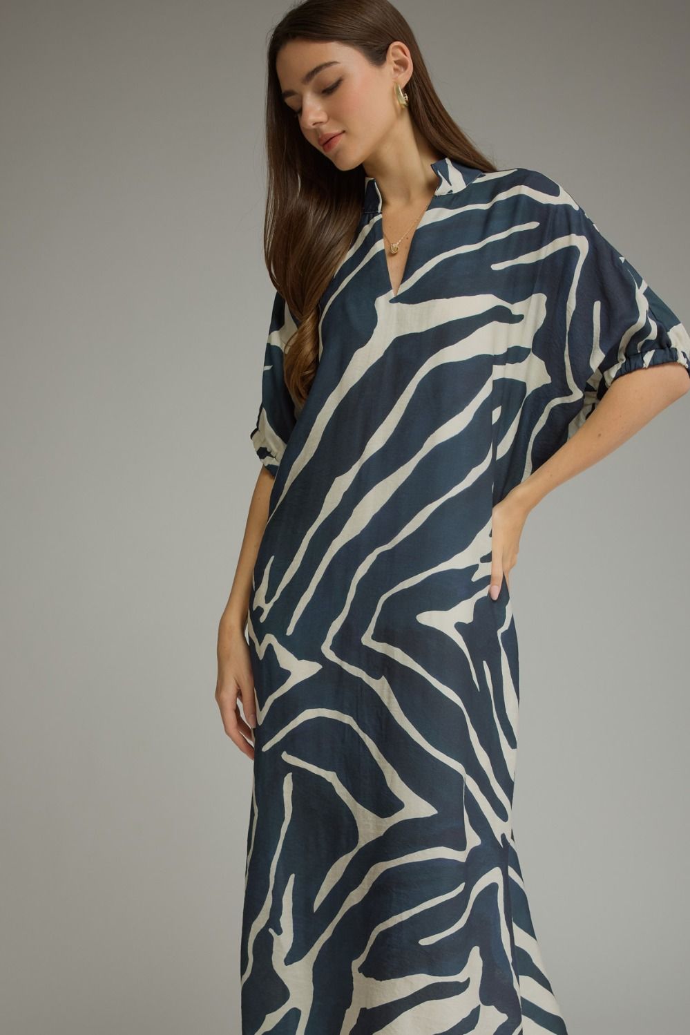 Safari Stroll Zebra Midi Dress