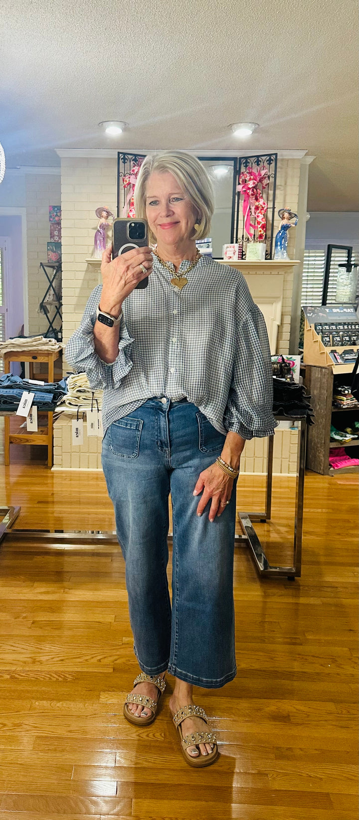 Blue Belle Gingham Blouse by Fate
