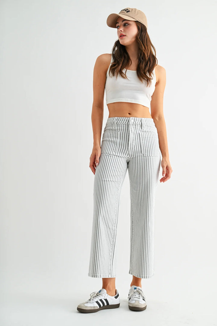 Silver Lining Striped Crop Jeans by Mica Denim