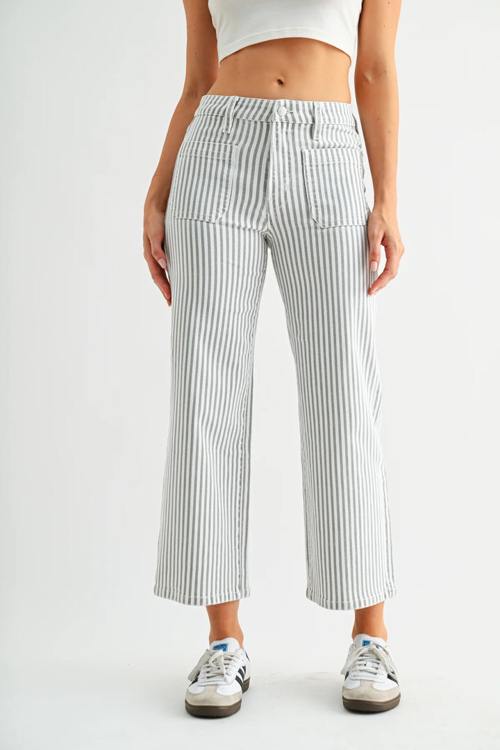 Silver Lining Striped Crop Jeans by Mica Denim