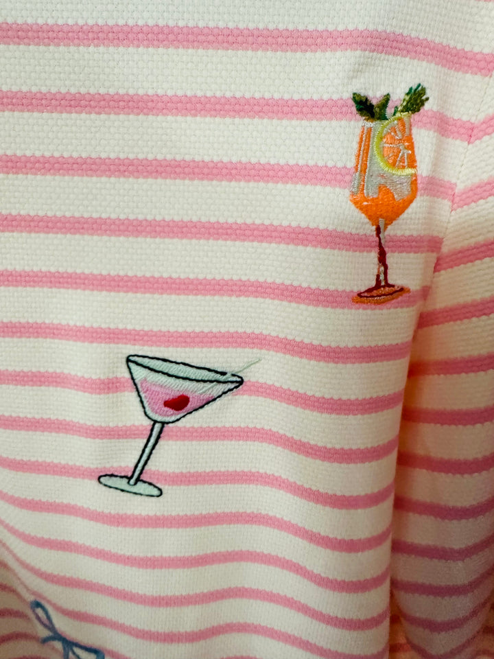 🍸 Cocktail Hour Embroidered Stripe Top