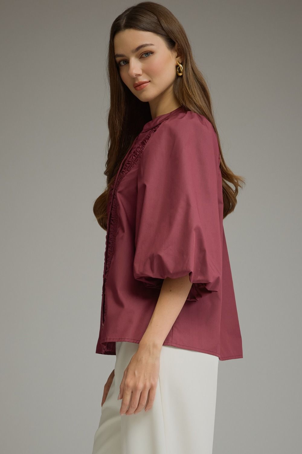 Wine & Shine Balloon Sleeve Blouse