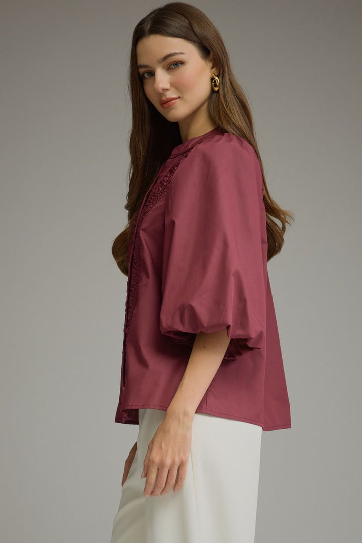 Wine & Shine Balloon Sleeve Blouse