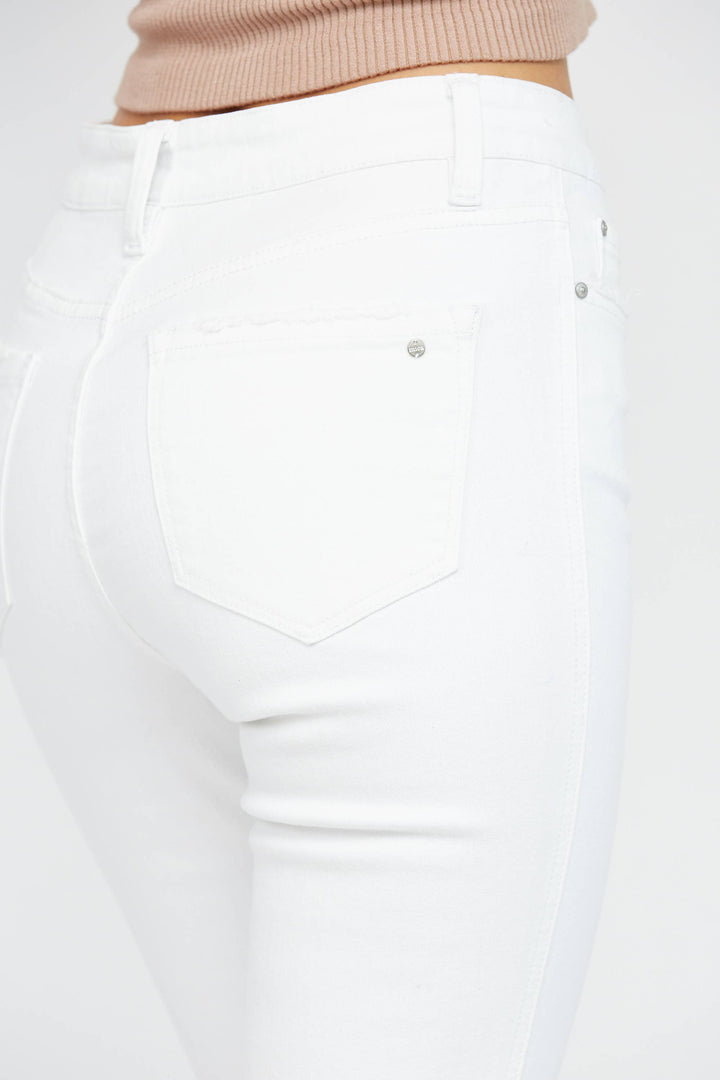 MICA DENIM- HR CROP FLARE WITH UNEVEN HEM