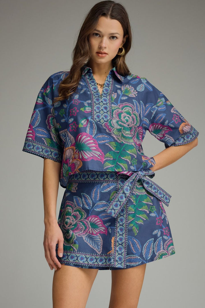 Botanical Beauty Skort Set - Indigo