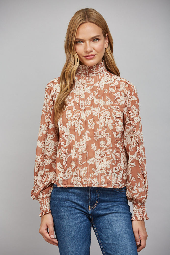 Autumn Bloom Pleated Blouse
