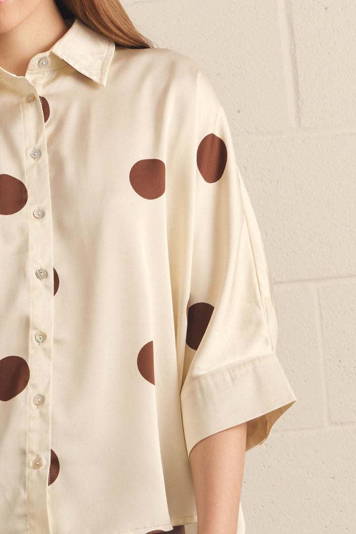 Mocha Dot Button-Down Top