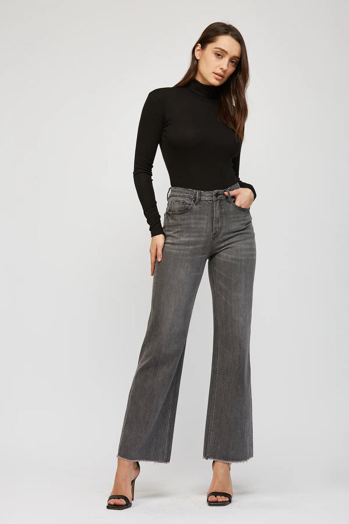 Washed Charcoal Super High Rise Mica Denim