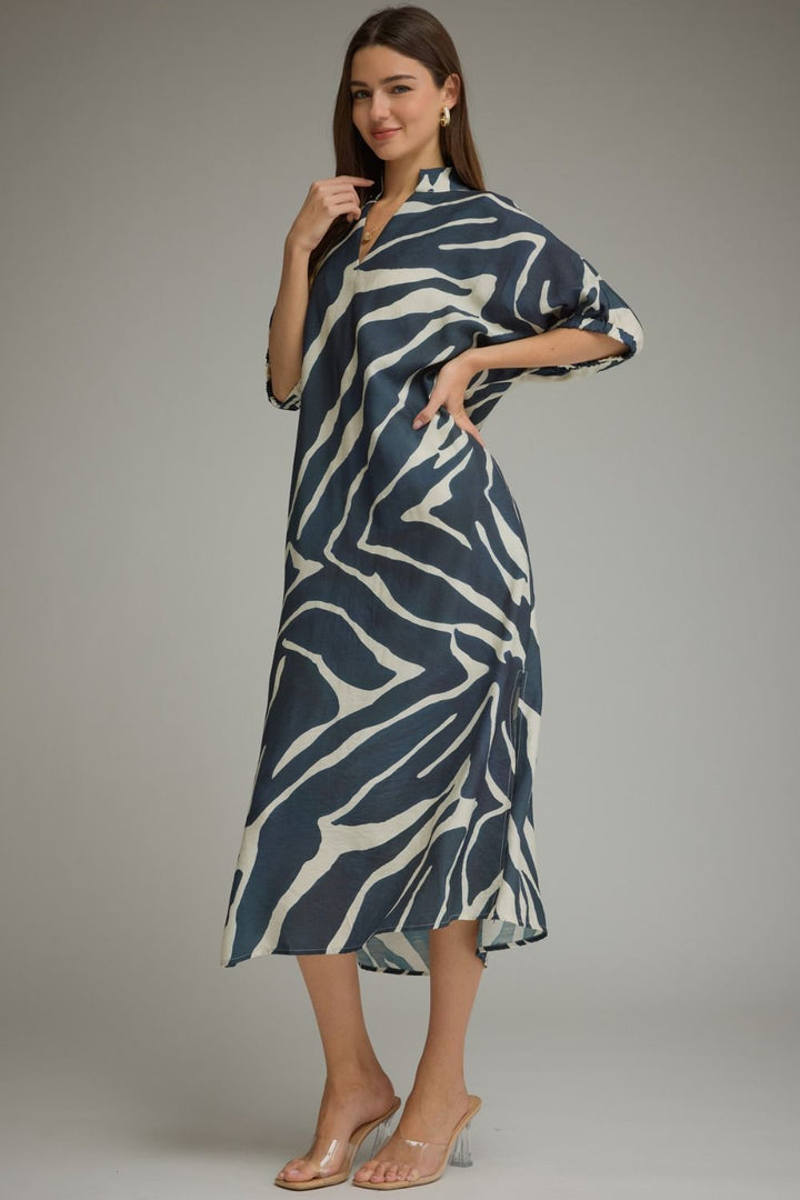 Safari Stroll Zebra Midi Dress