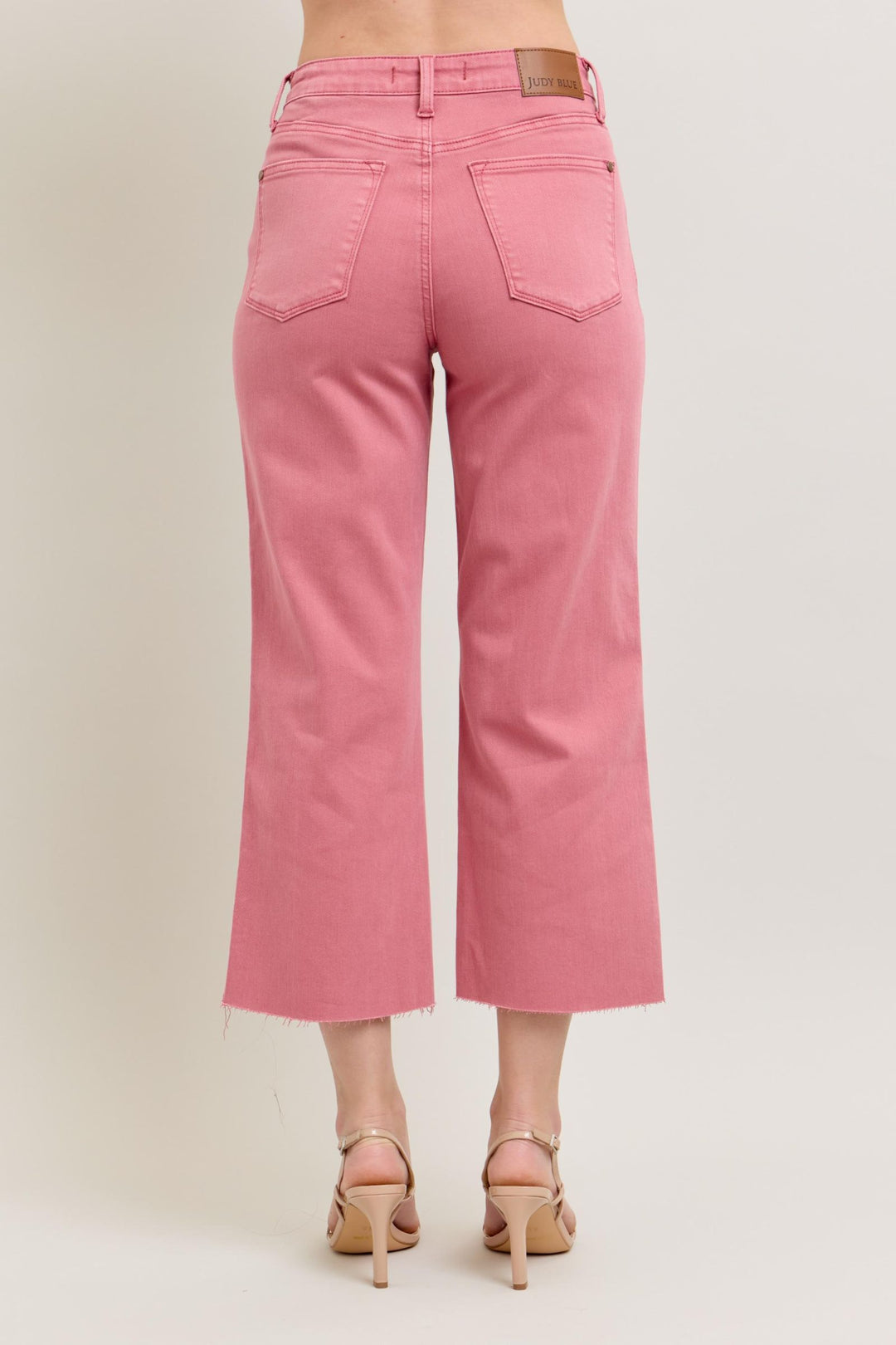 Judy Blue HW Raw Hem Crop in Rose