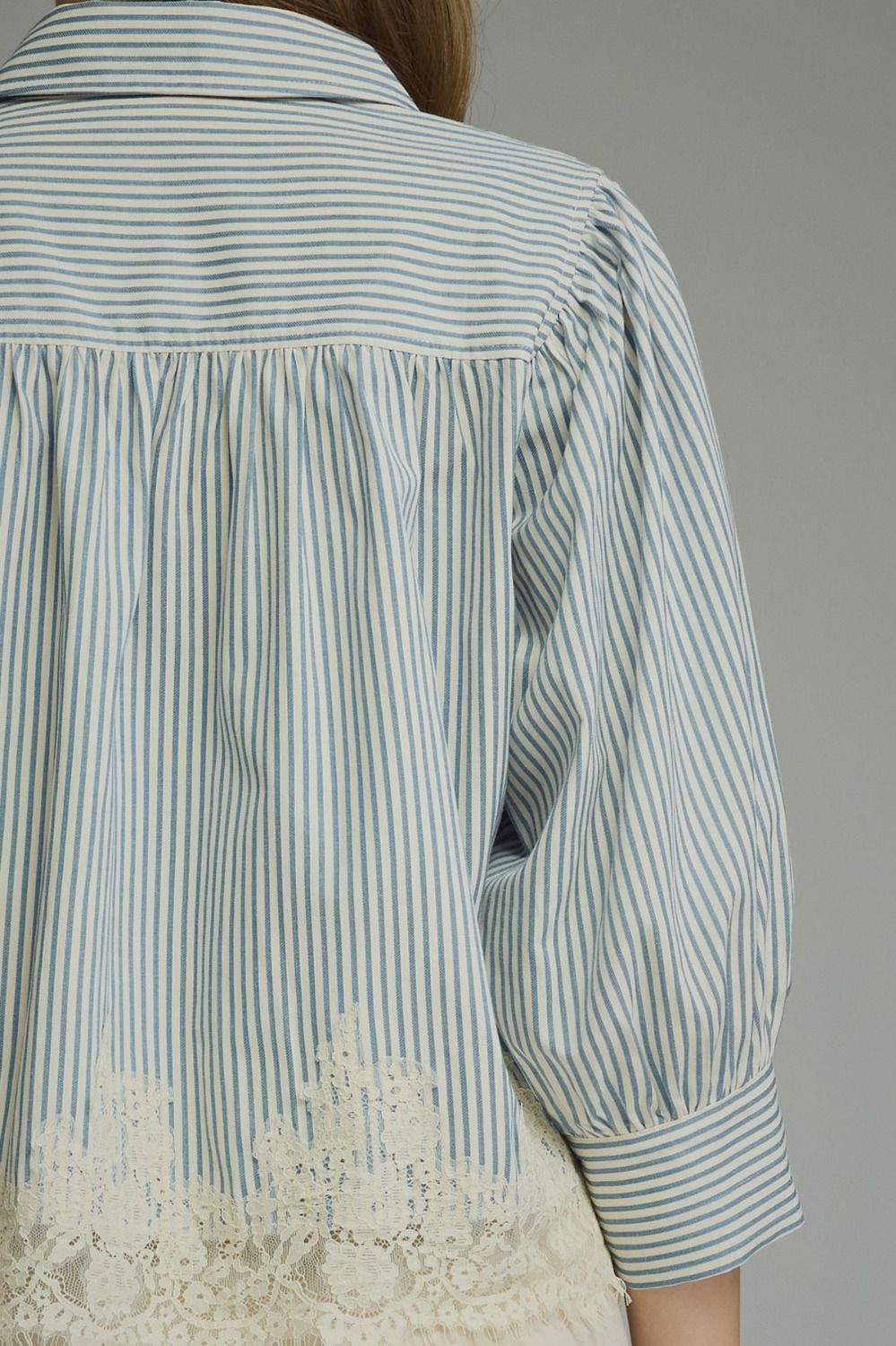 The Charlotte Lace Trim Blouse - Chambray