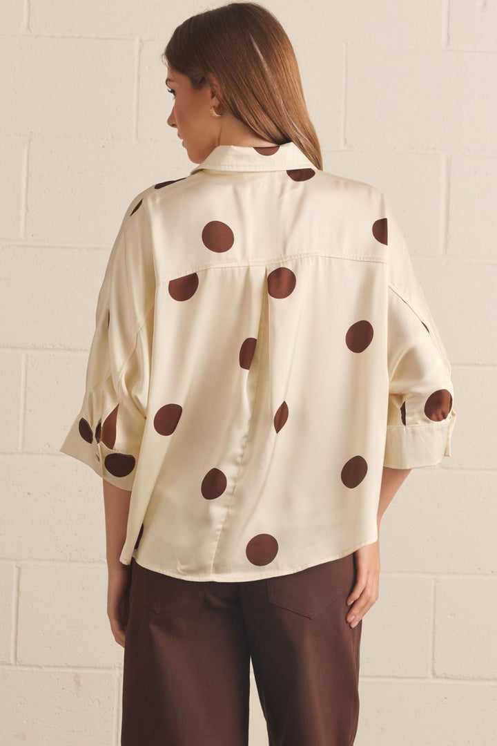 Mocha Dot Button-Down Top