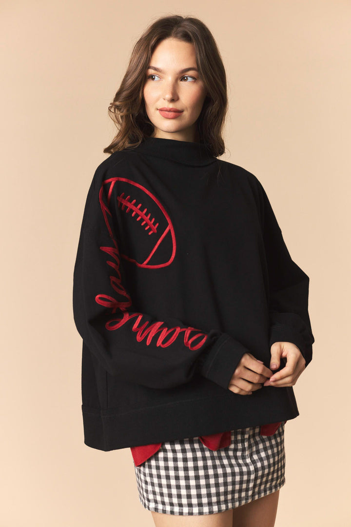 Gameday Embroidery Mock Neck Sweatshirt