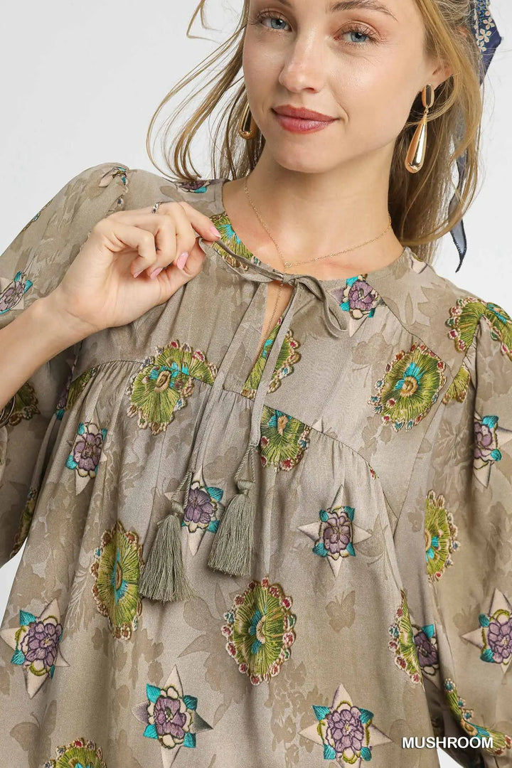 🌿 Woodland Bloom Boho Top