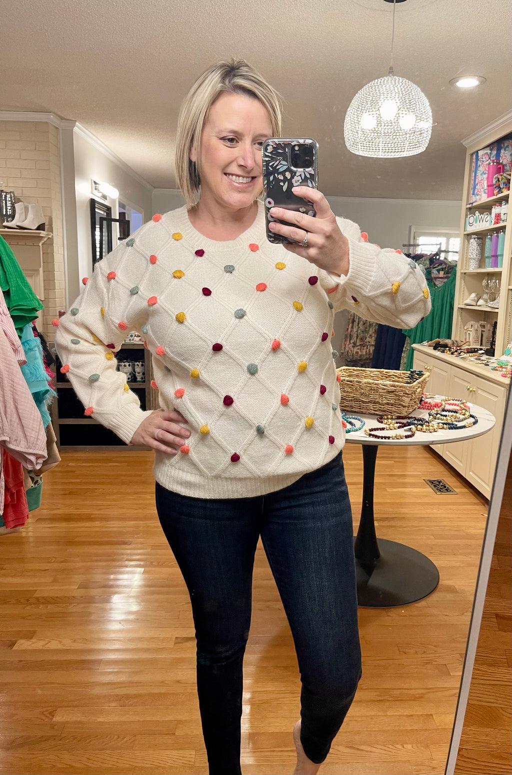 Ivory Sweater with Multicolor