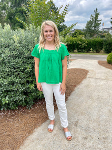 Square neck ruffle sleeve top