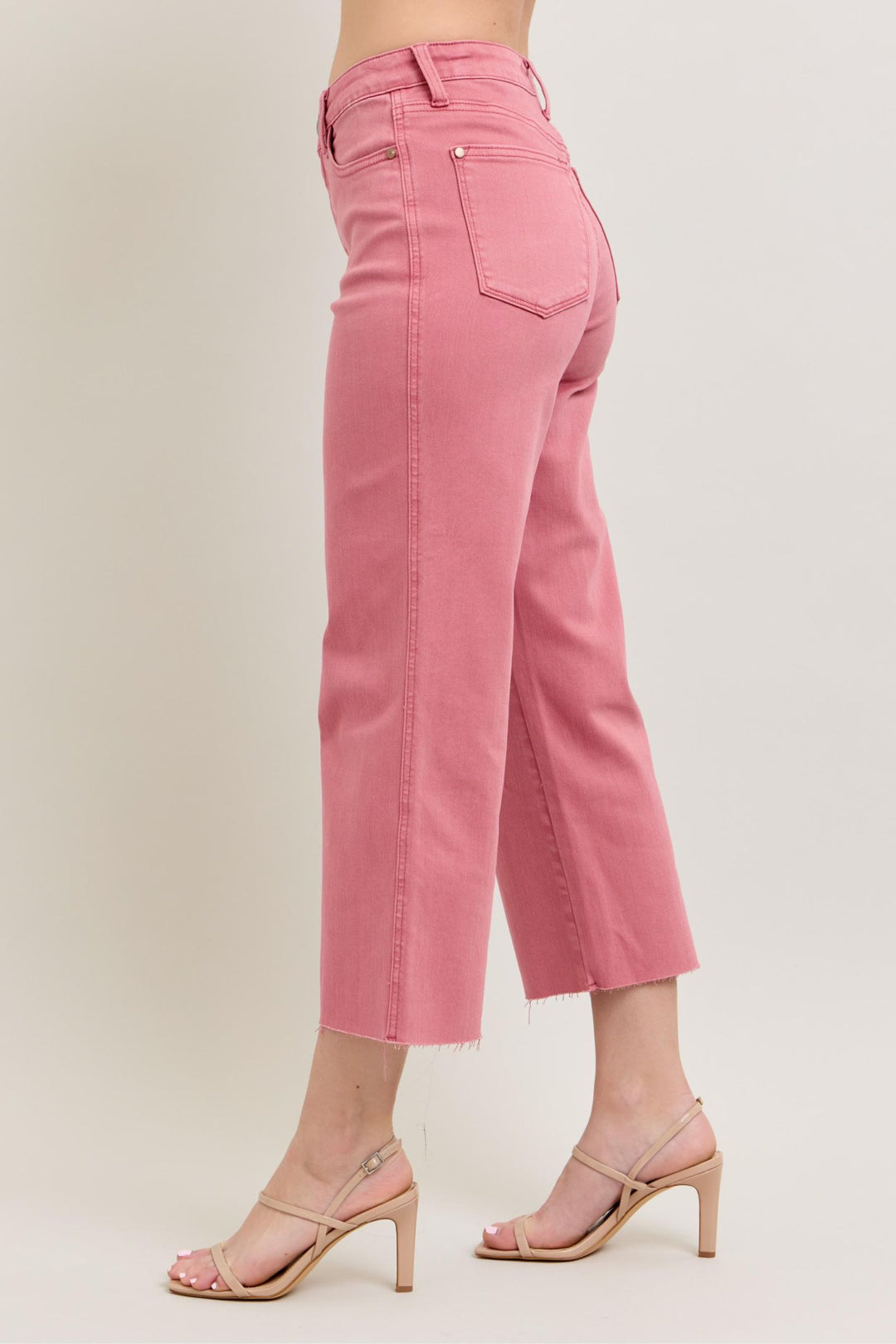 Judy Blue HW Raw Hem Crop in Rose