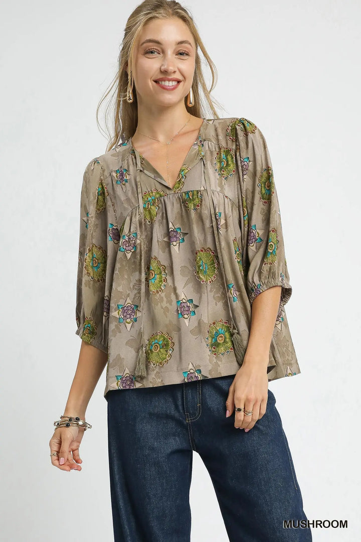 🌿 Woodland Bloom Boho Top