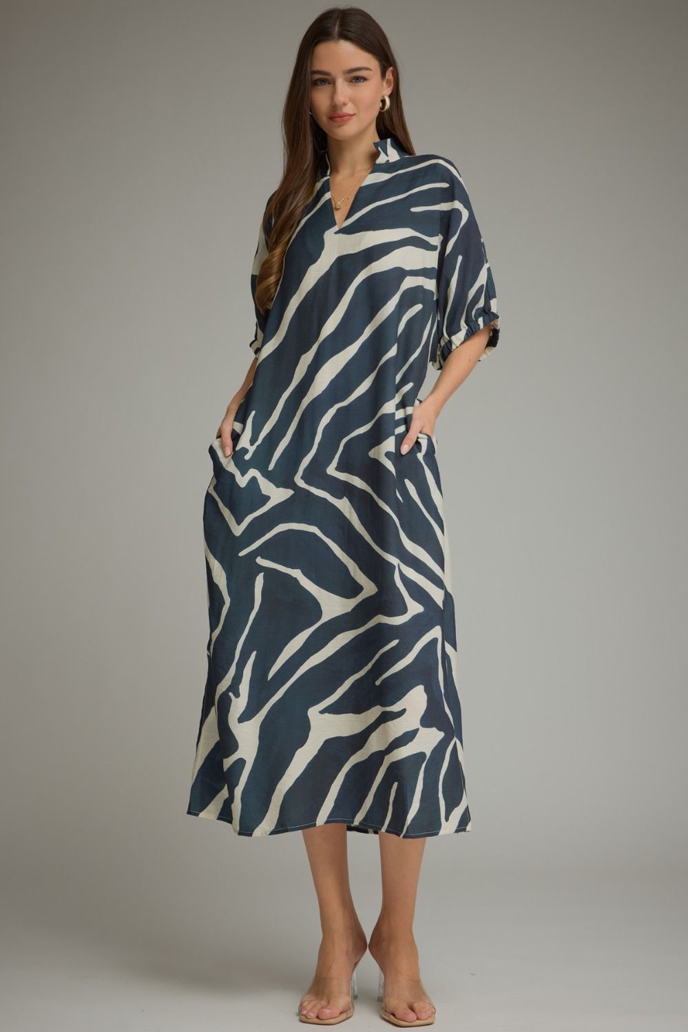 Safari Stroll Zebra Midi Dress