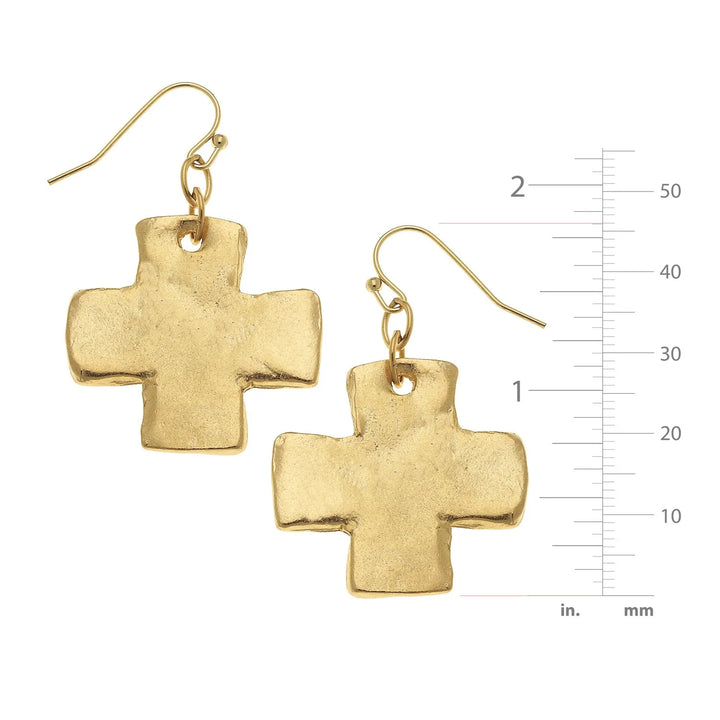 Square Cross Earrings- Medium