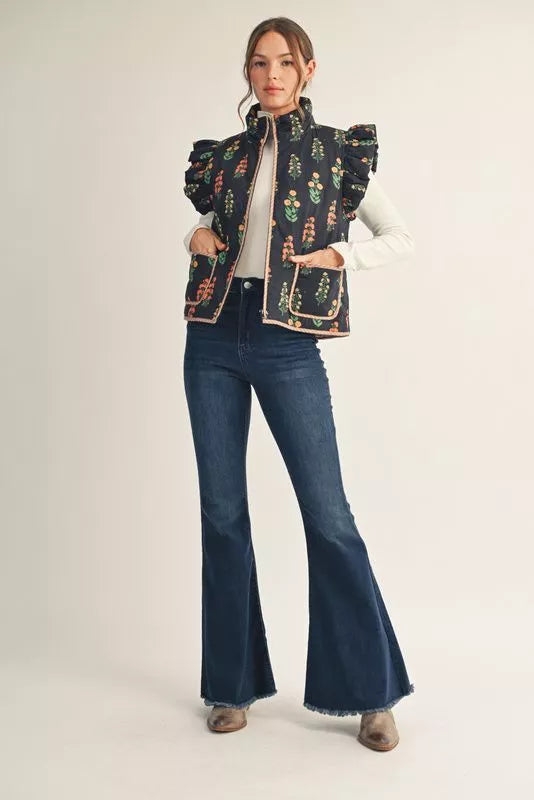 Petal Parade Vest- Black