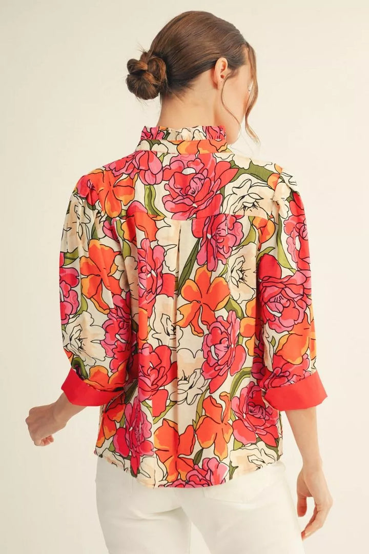 🌸 Rosé Garden Ruffle Blouse