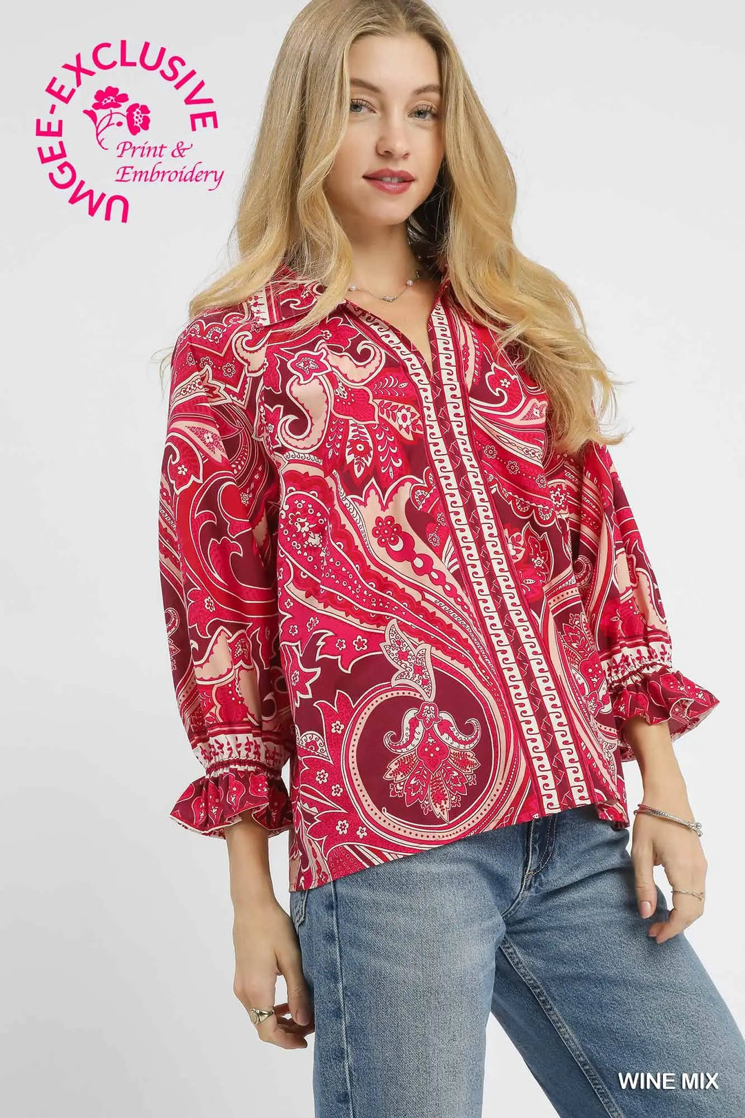 Wildflower Spirit Blouse- Wine Mix