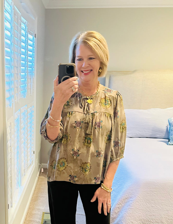 🌿 Woodland Bloom Boho Top