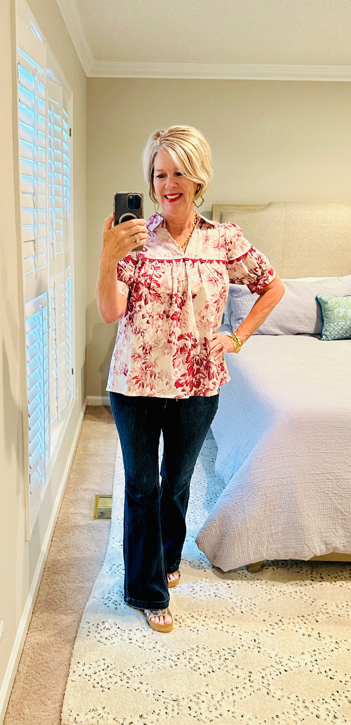 Merlot Floral Top