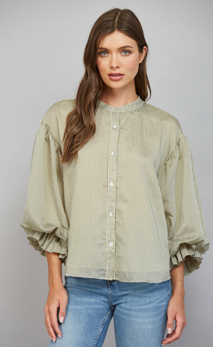 The Harper- Olive Pinstripe