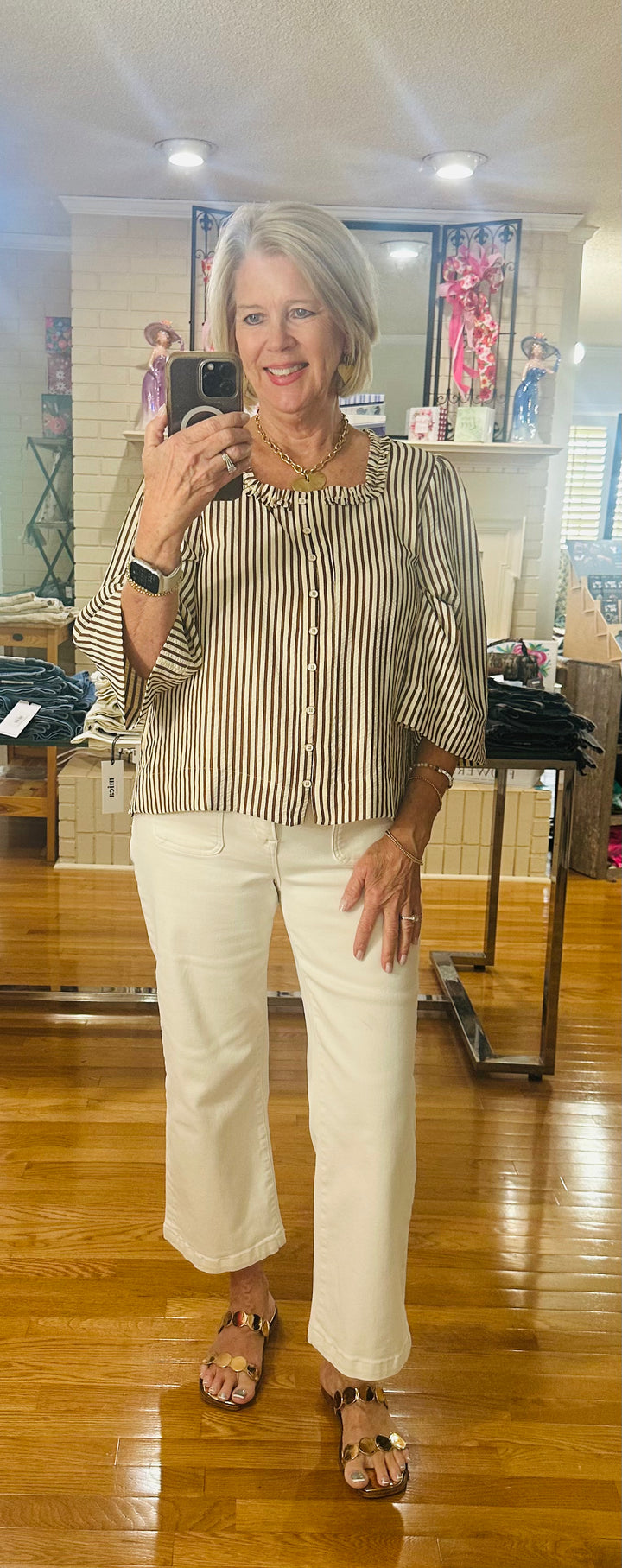 Cocoa Stripe Charm Top by Jodifl