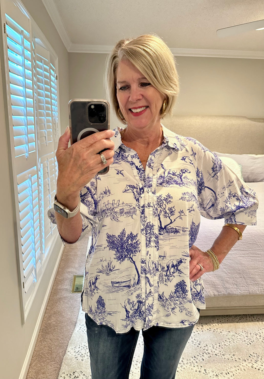 Blue Landscape Print top