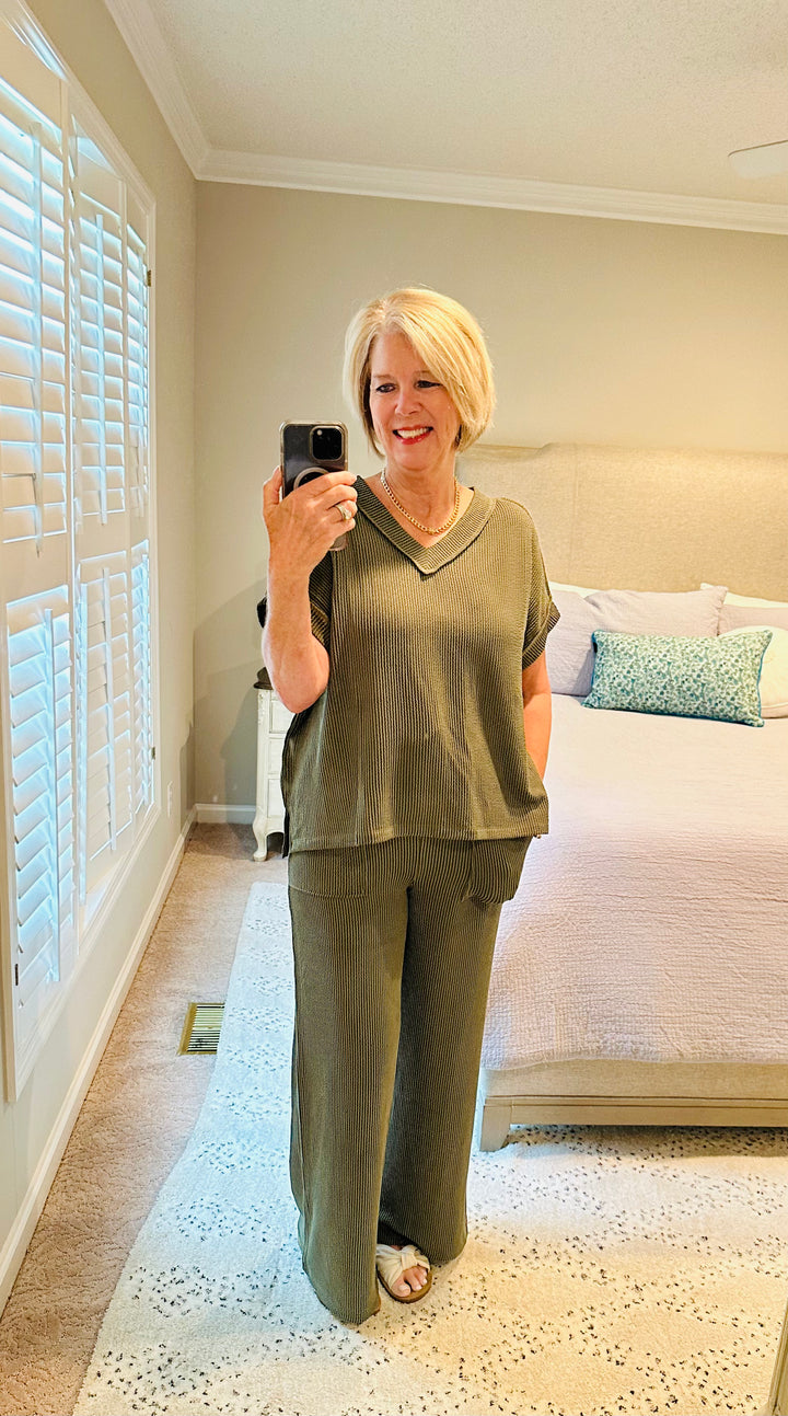 Textured Olive Top