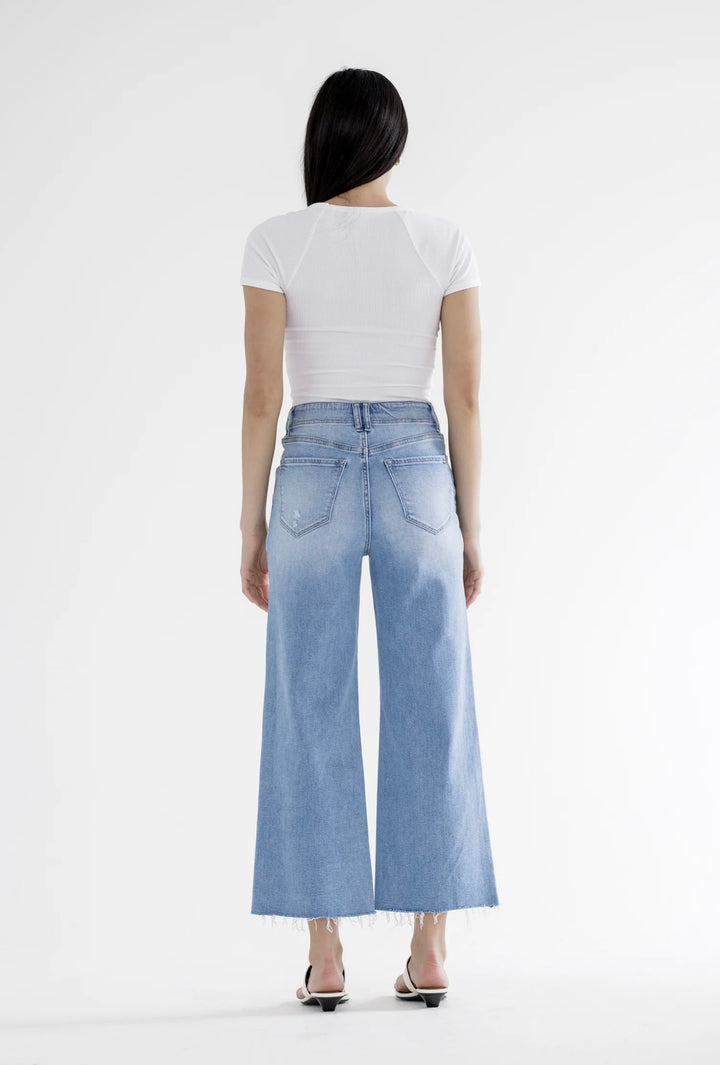 Seaside Stroll Super High-Rise Crop Wide Leg - Mica