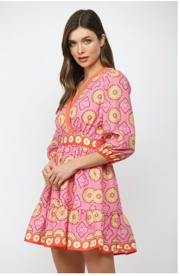 Sunset Mosaic Dress 🌸🧡