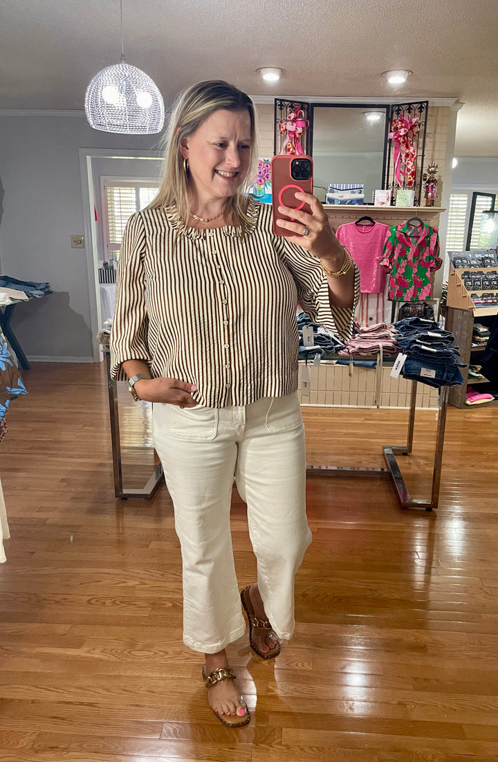 Cocoa Stripe Charm Top by Jodifl