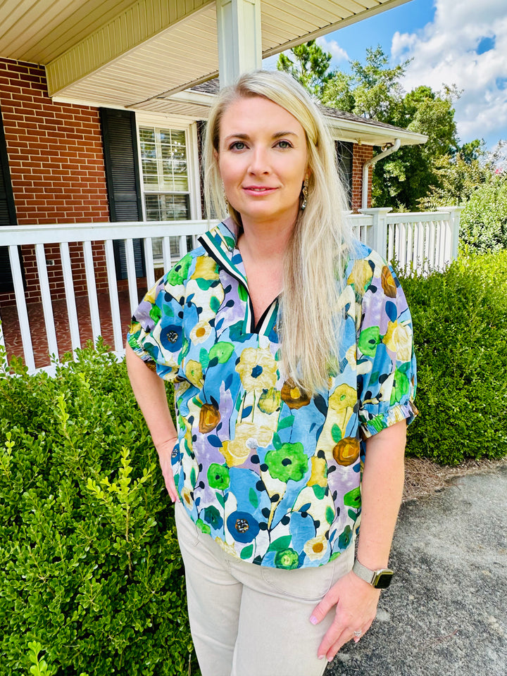 Floral Print Dolman Sleeve Top